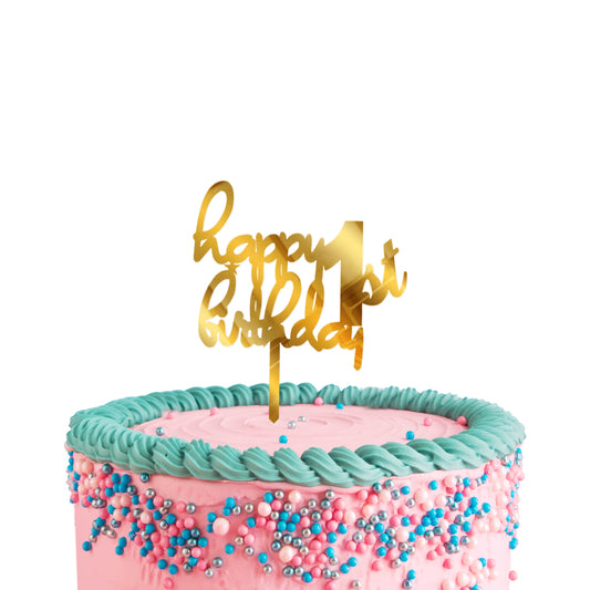 Happy Birthday Acrylic Cake Toppers Gold