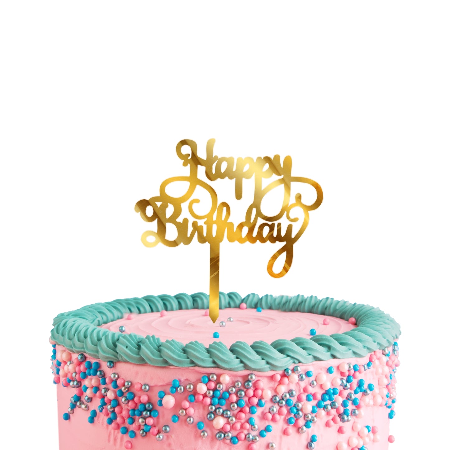 Golden Happy Birthday Cake Toppers