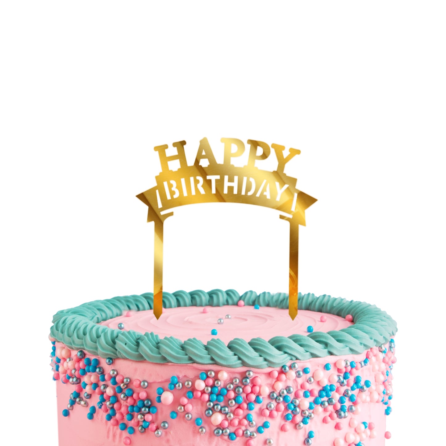 Golden Acrylic Cake Toppers Birthday