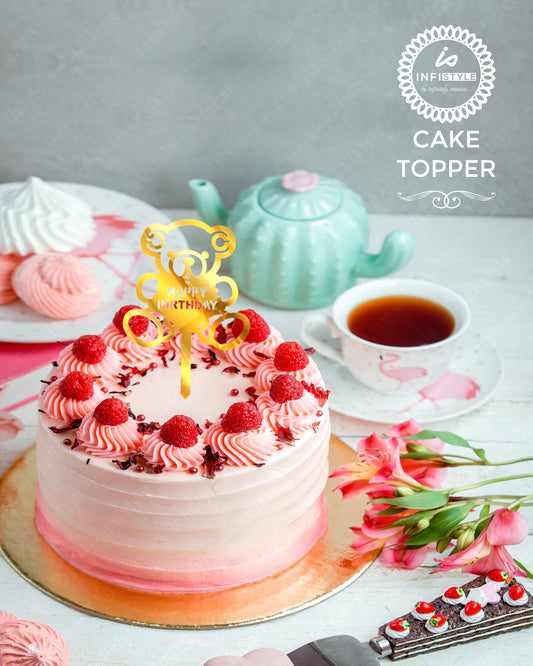 Acrylic Birthday Cake Teddy Toppers