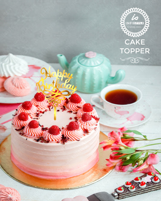 Happy Birthday Acrylic Golden Cake Toppers