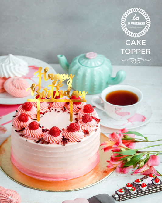 Happy Birthday Acrylic Golden Cake Toppers