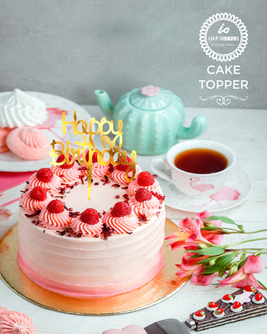 Happy Birthday Acrylic Golden Cake Toppers