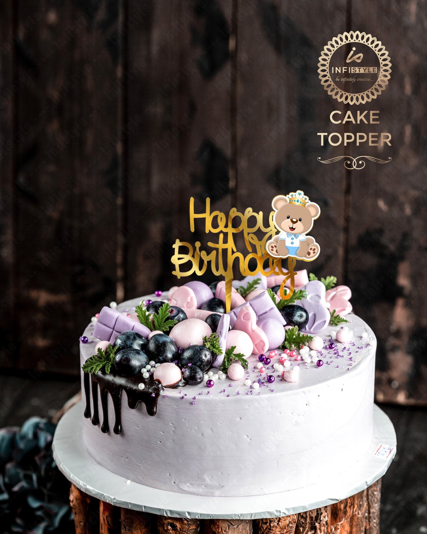 Acrylic Cake Topper Teddy Bear Birthday