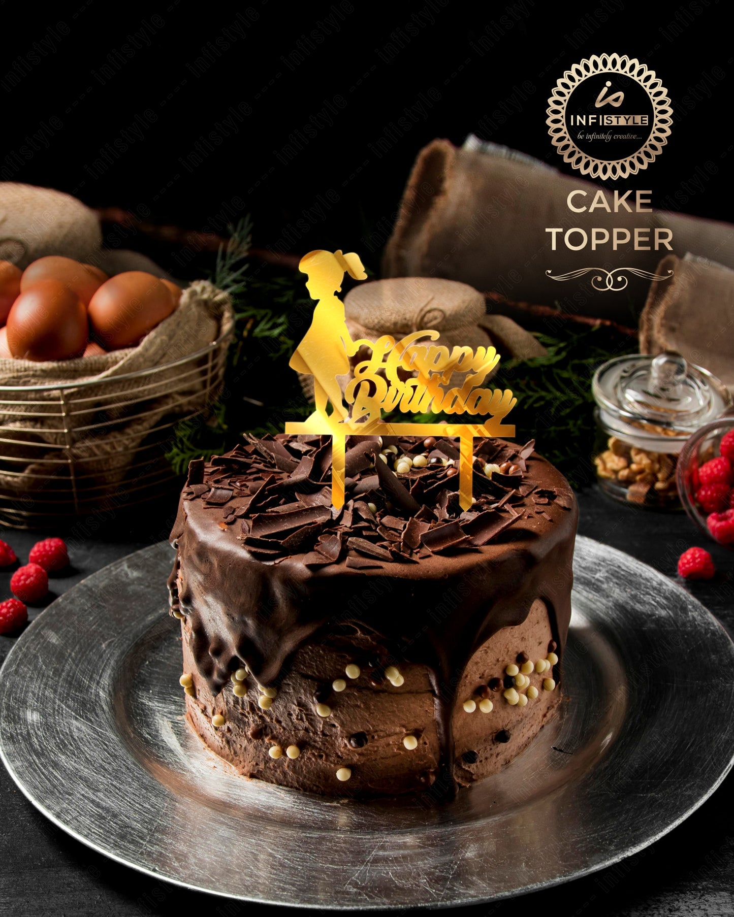 Happy Birthday Acrylic Golden Cake Toppers