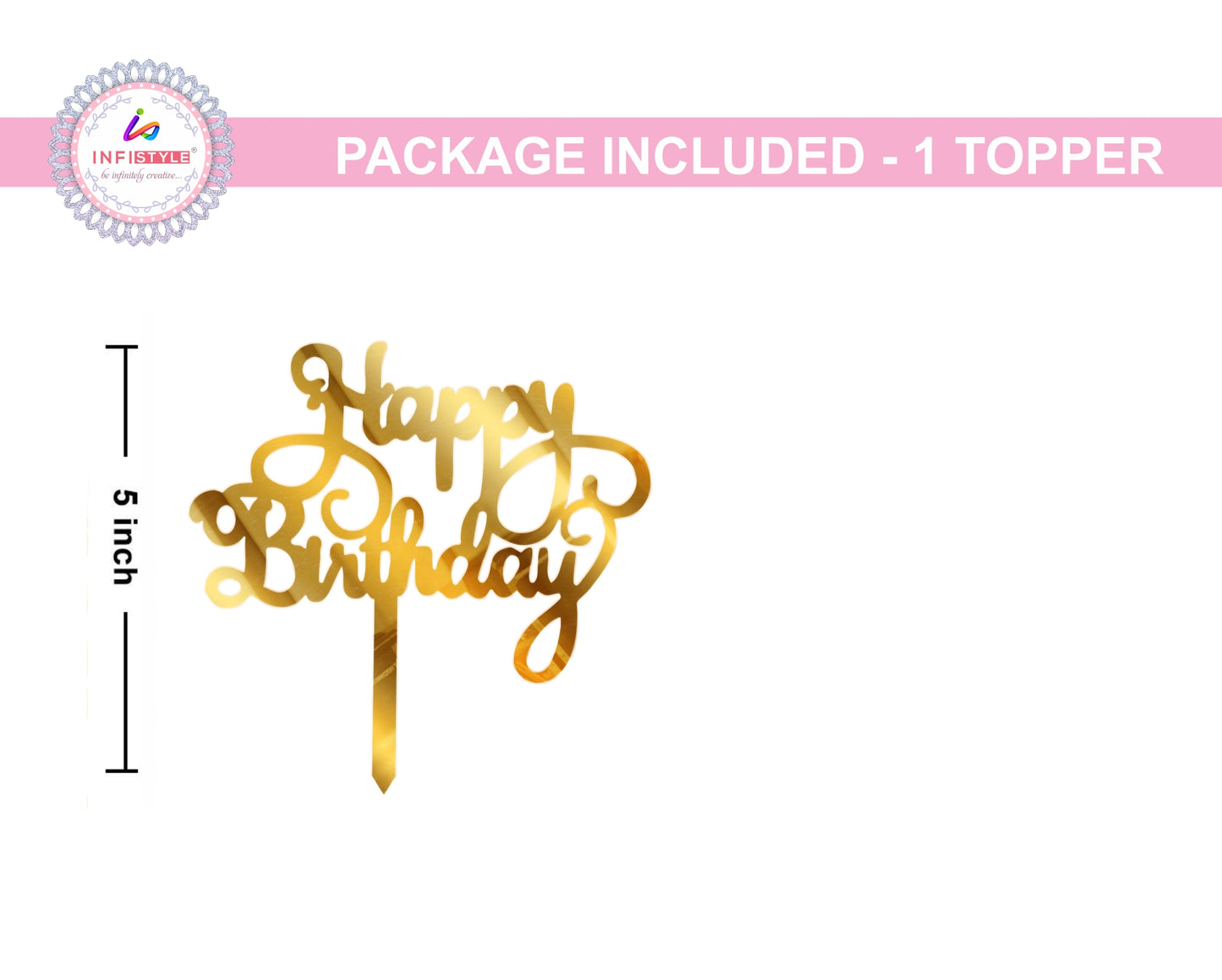 Golden Happy Birthday Cake Toppers