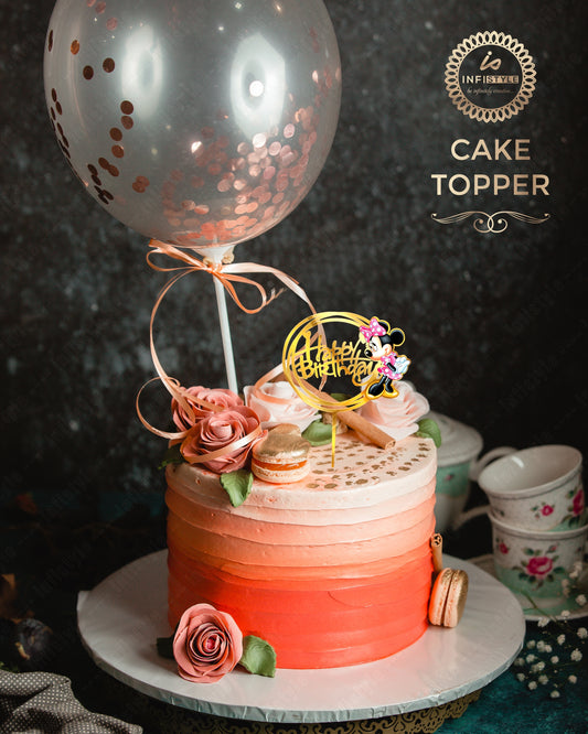 Minnie Theme Cake Topper Gold Acrylic