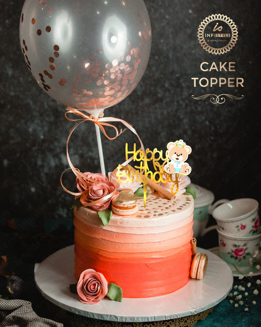 Acrylic Cake Topper Teddy Bear Birthday