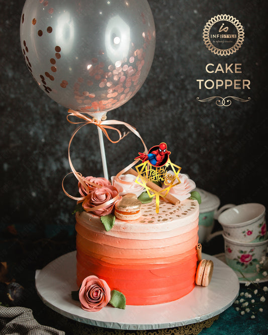 Spider Man Cake Topper Acrylic Gold