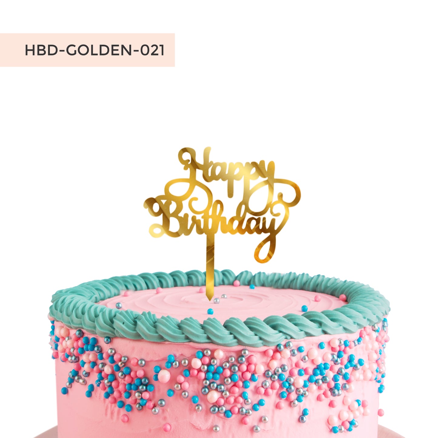 Golden Happy Birthday Cake Toppers