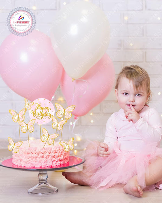 Happy Birthday Butterfly Cake Topper Set