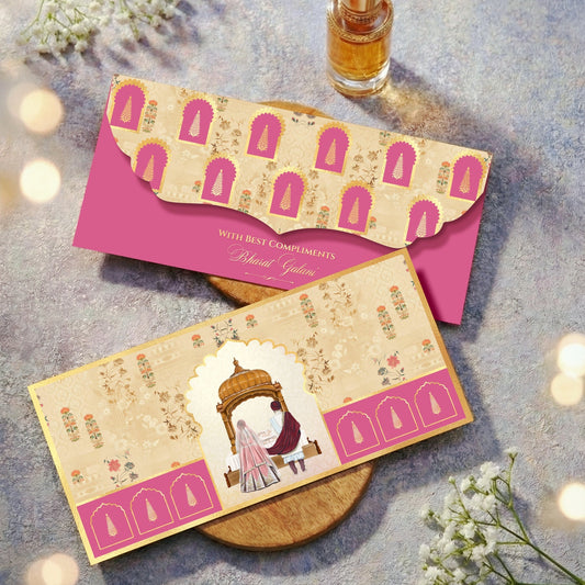 Anand Karaj Gold Foil Money Envelopes Pink