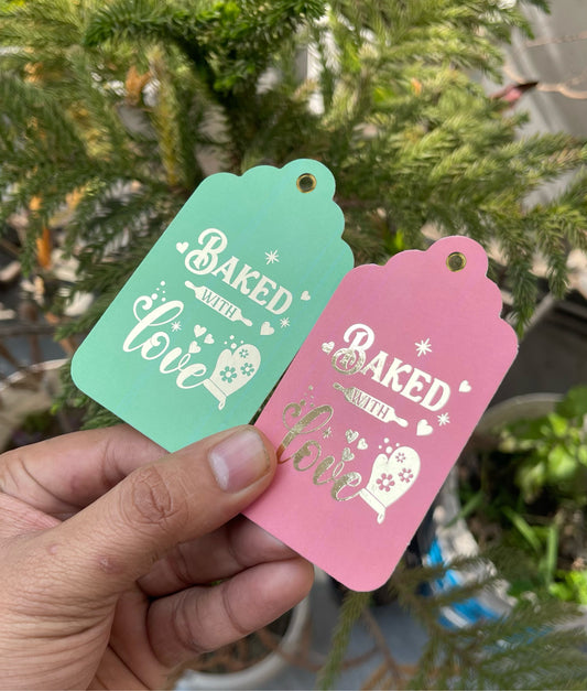 Baked With Love Premium Tags Gold Foil With Eyelet