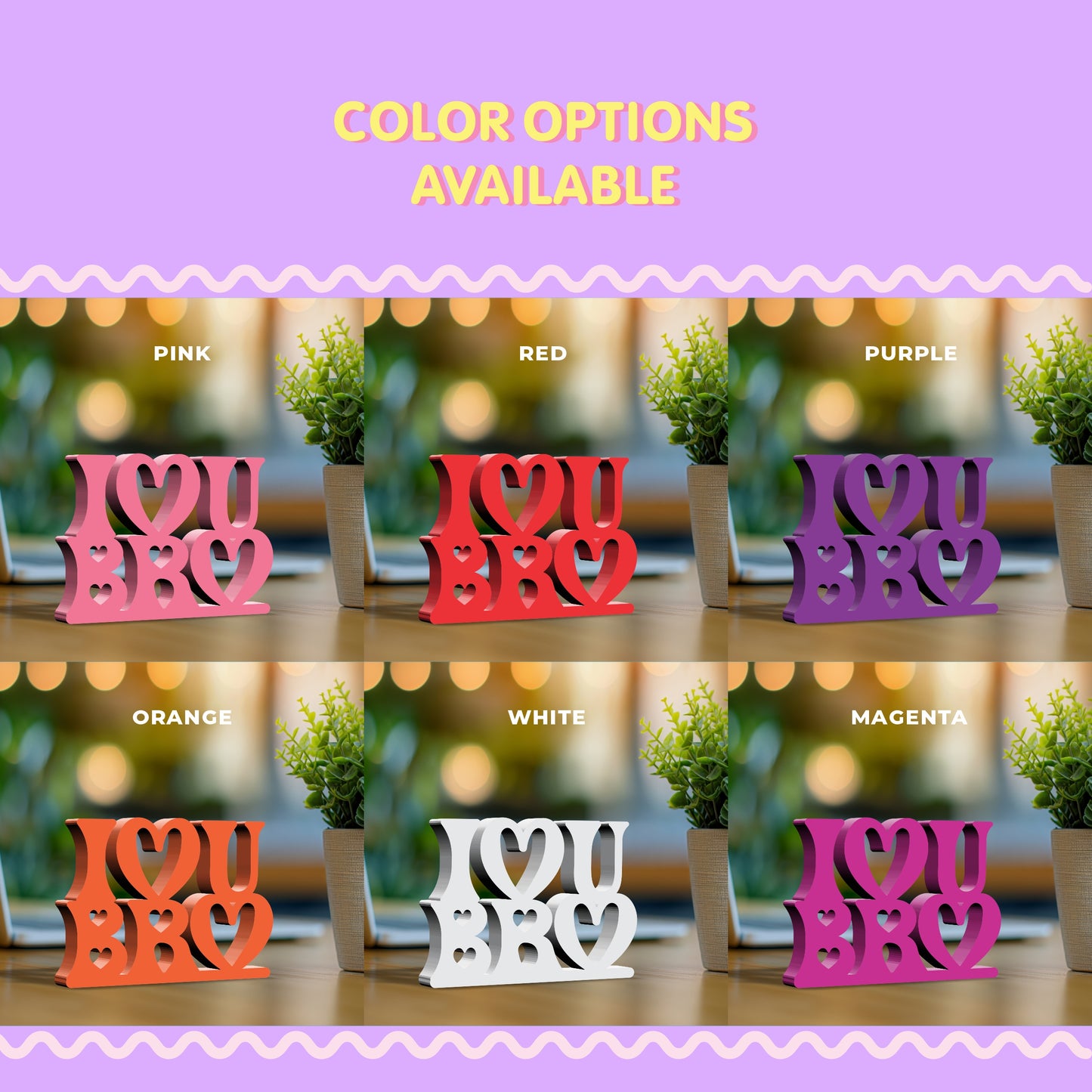 I LOVE YOU BRO 3D Home Decor Name Sign