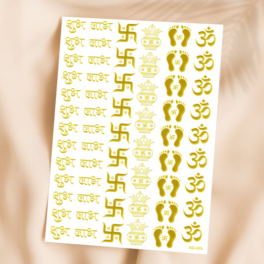 Diwali Golden Resin Stickers Transparent