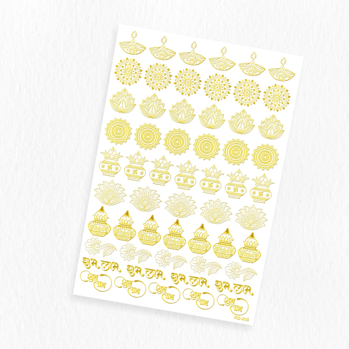 Gold Embossed Diwali Resin Stickers