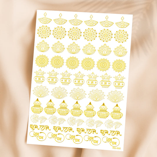 Gold Embossed Diwali Resin Stickers