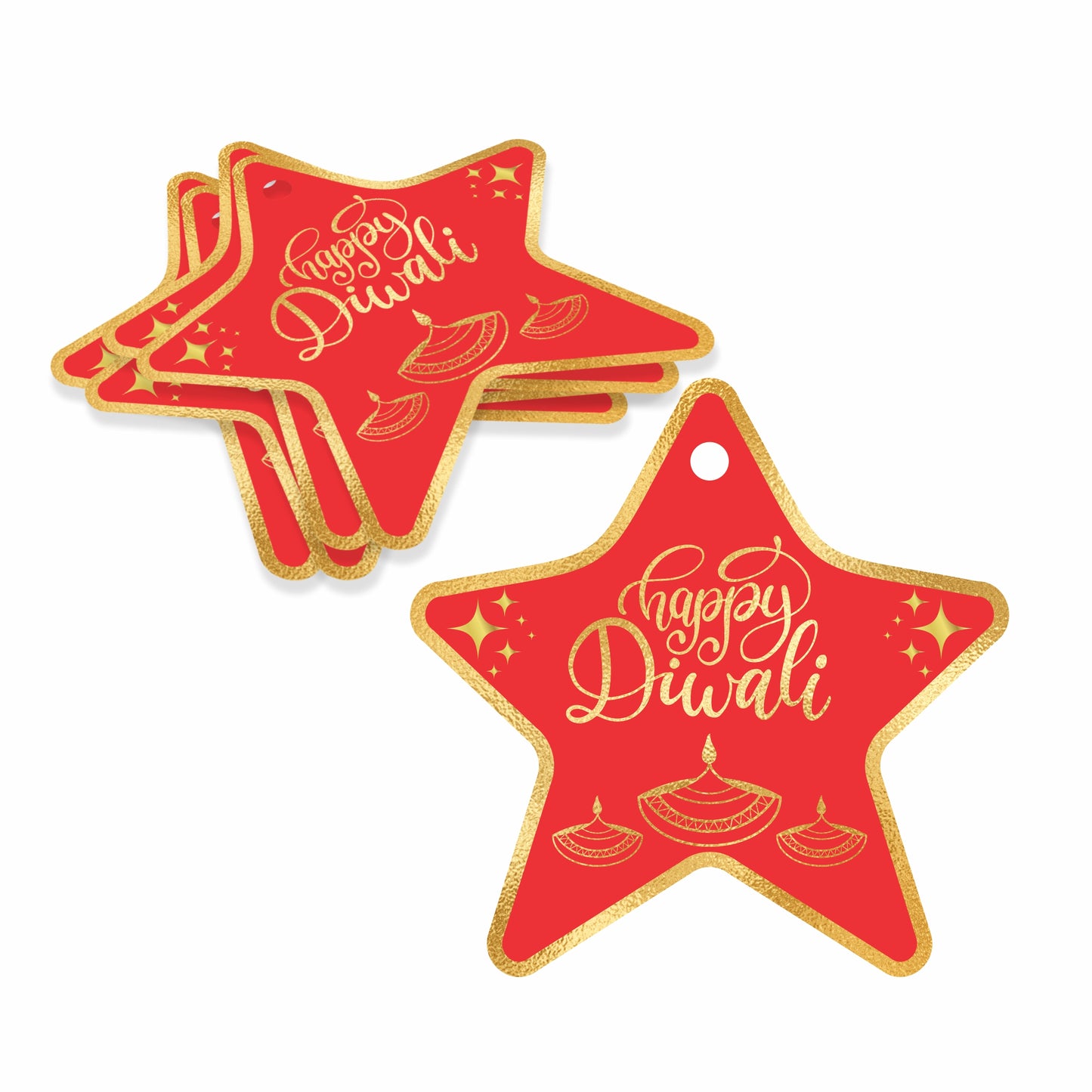 Happy Diwali Star Shape Gift Tags