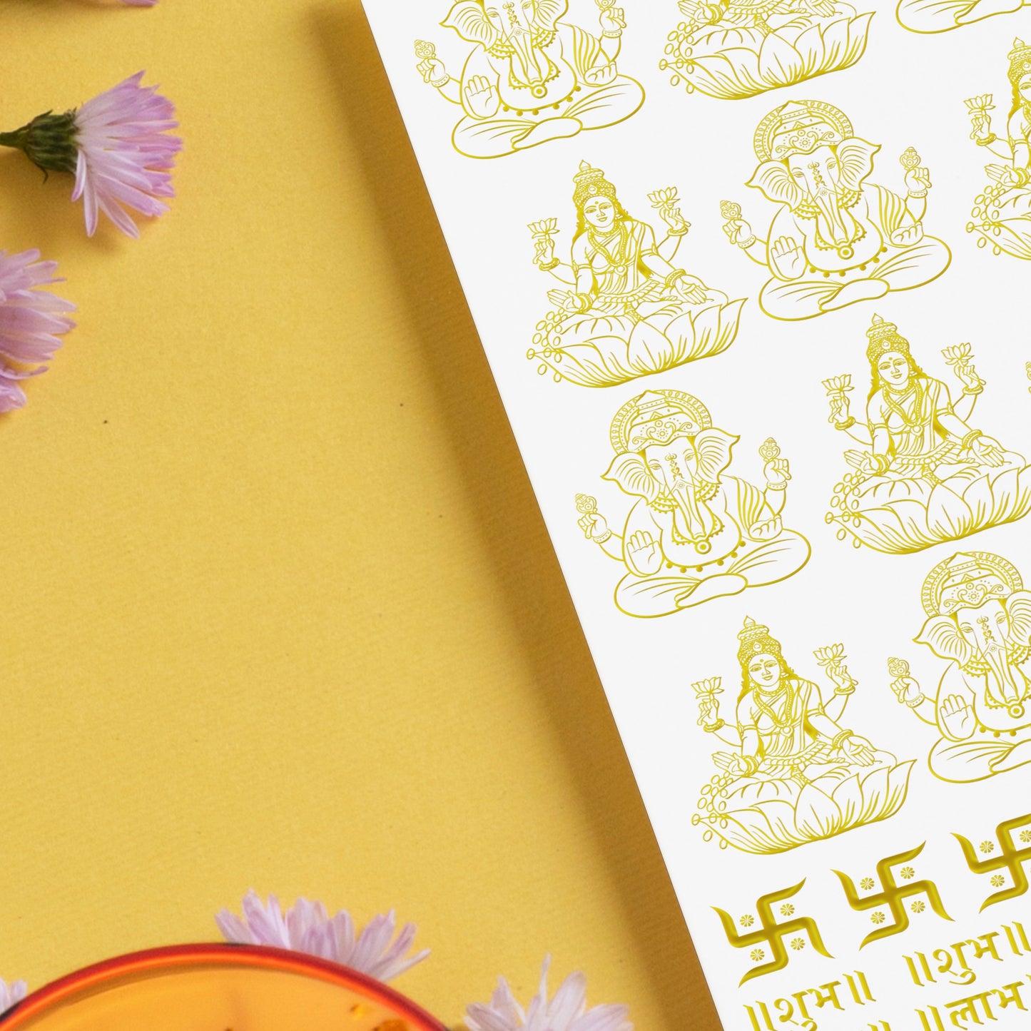 Diwali Metallic Gold Resin Stickers