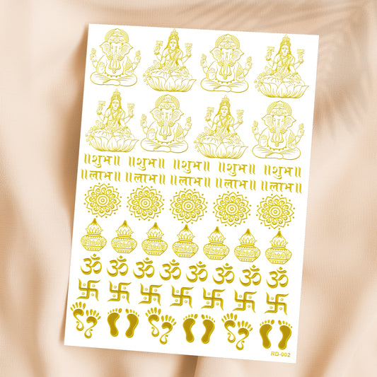 Diwali Resin Stickers Gold Embossed