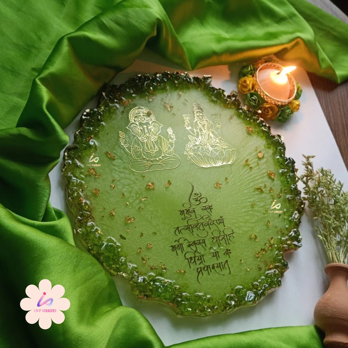 Diwali Resin Stickers Gold Embossed