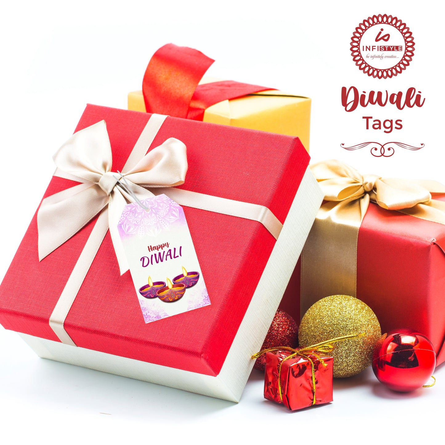 Happy Diwali Die Cut Shape Gift Tags