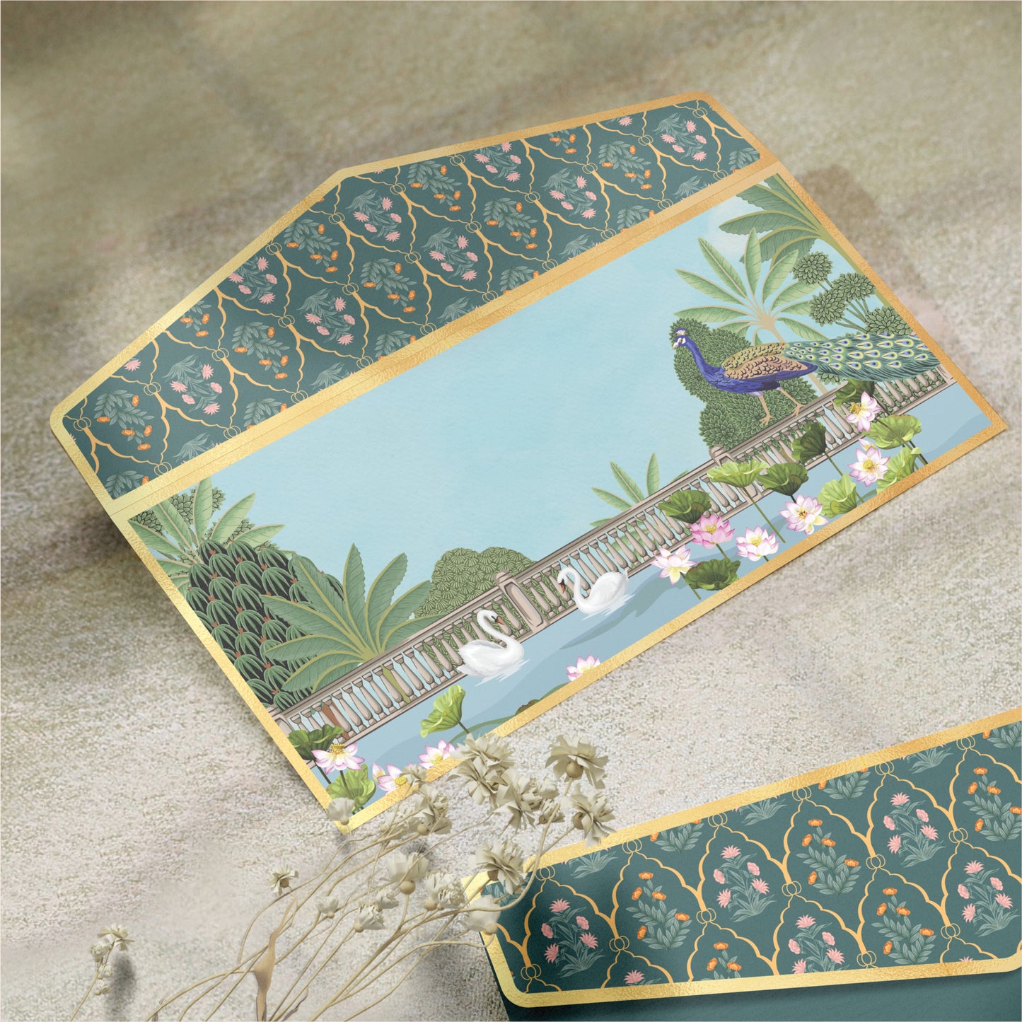 Luxury Shagun Envelope Garden Theme with Modern Gold Foil Accents
