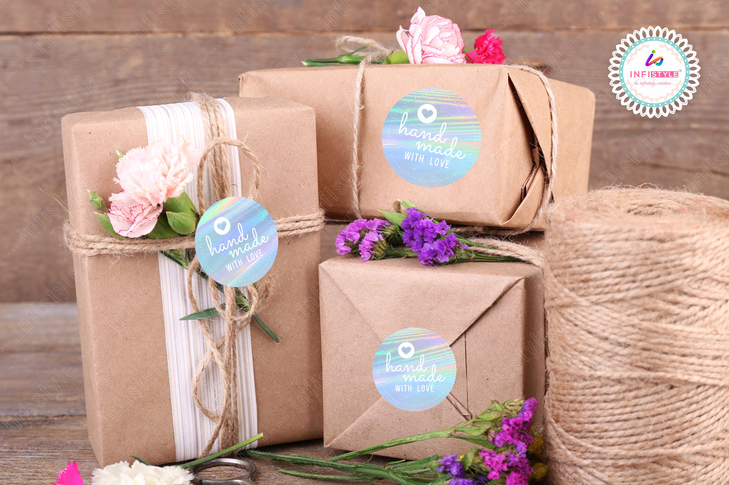 Rainbow Holographic Handmade Stickers