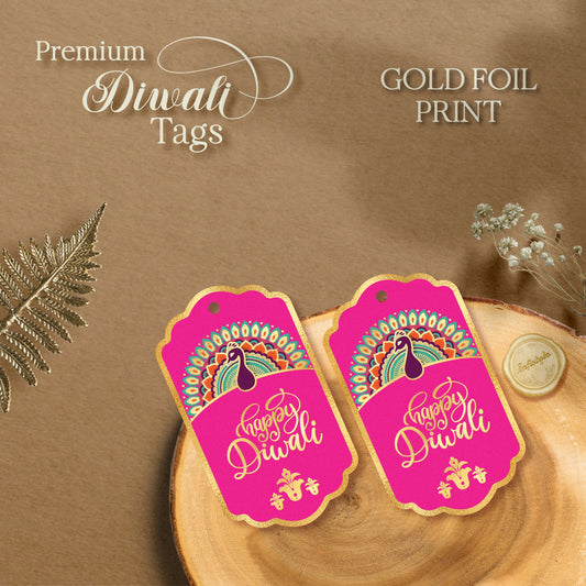 Diwali Tags Happy Diwali Gold Foil Gift Tags