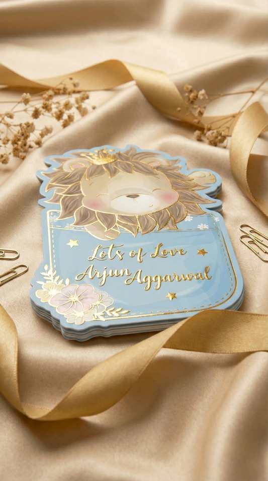 Customized Gold Embossed Lion Shaped Gift Tags for Kids