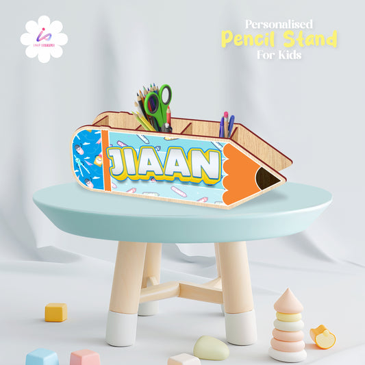 Personalized Kids Pen Stand Organizer Wooden