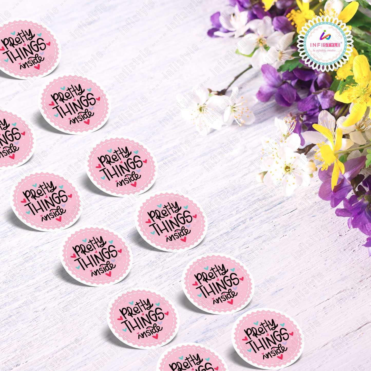 Pretty Things Inside Round Sticker Labels