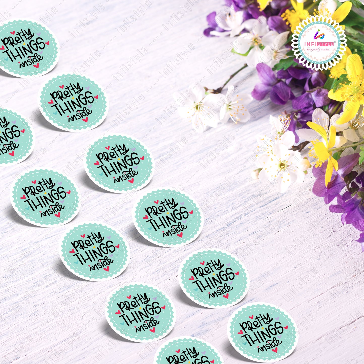 Pretty Things Inside Round Sticker Labels