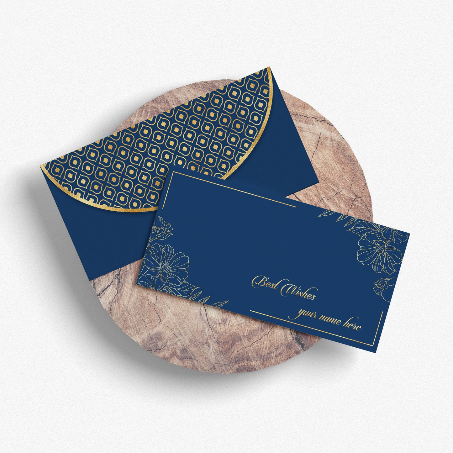 Blue Golden Floral Shagun Envelope