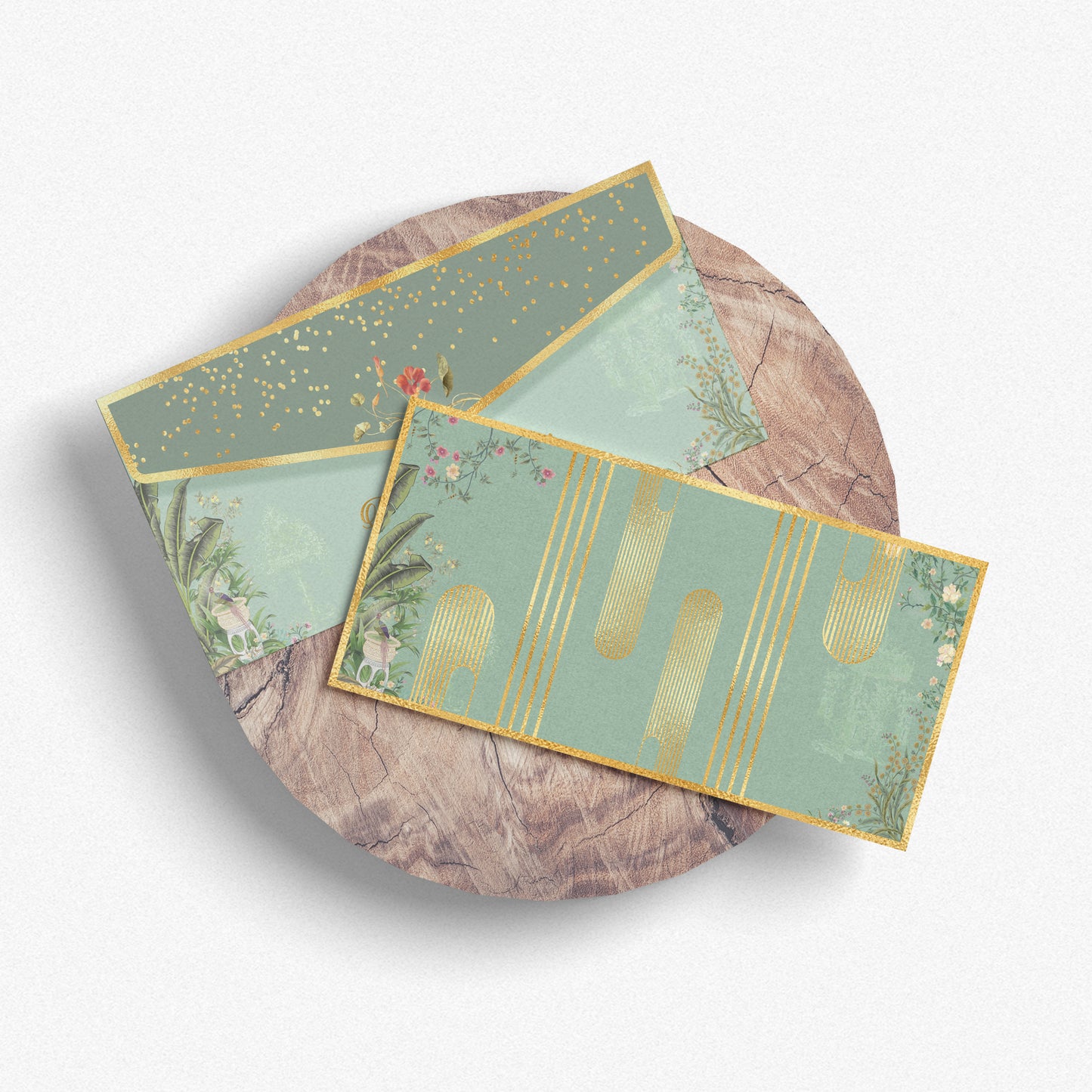 Sage Green Gold Foil Shagun Envelope