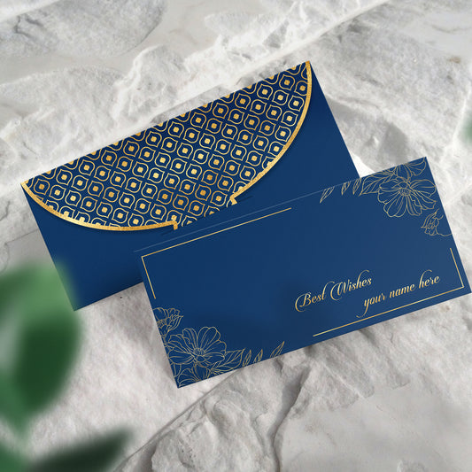 Blue Golden Floral Shagun Envelope