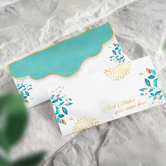 White Blue Floral Shagun Envelope