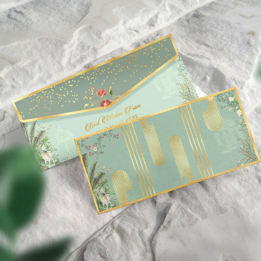 Sage Green Gold Foil Shagun Envelope