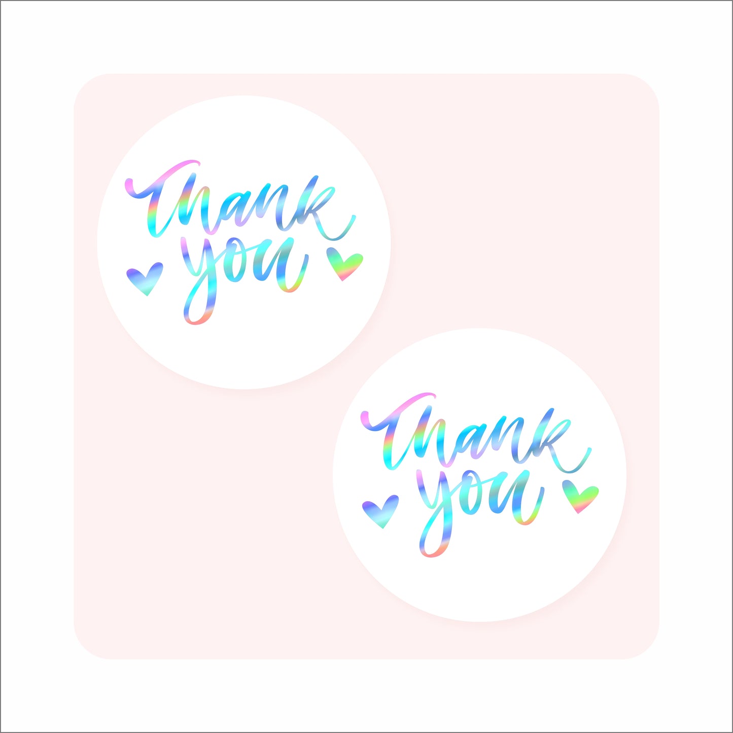 White Holographic Thank You Stickers