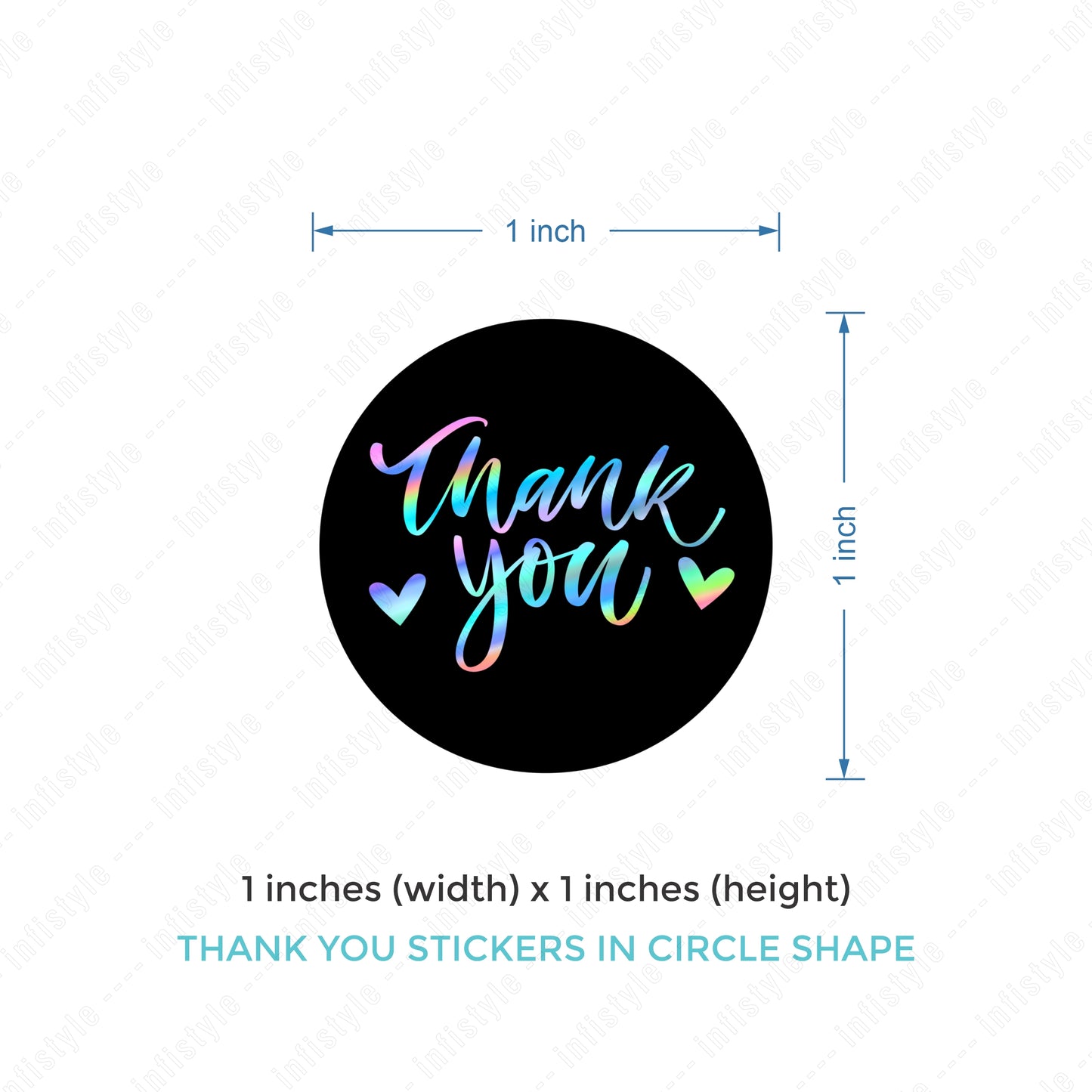 Thank You Stickers Black and Holographic