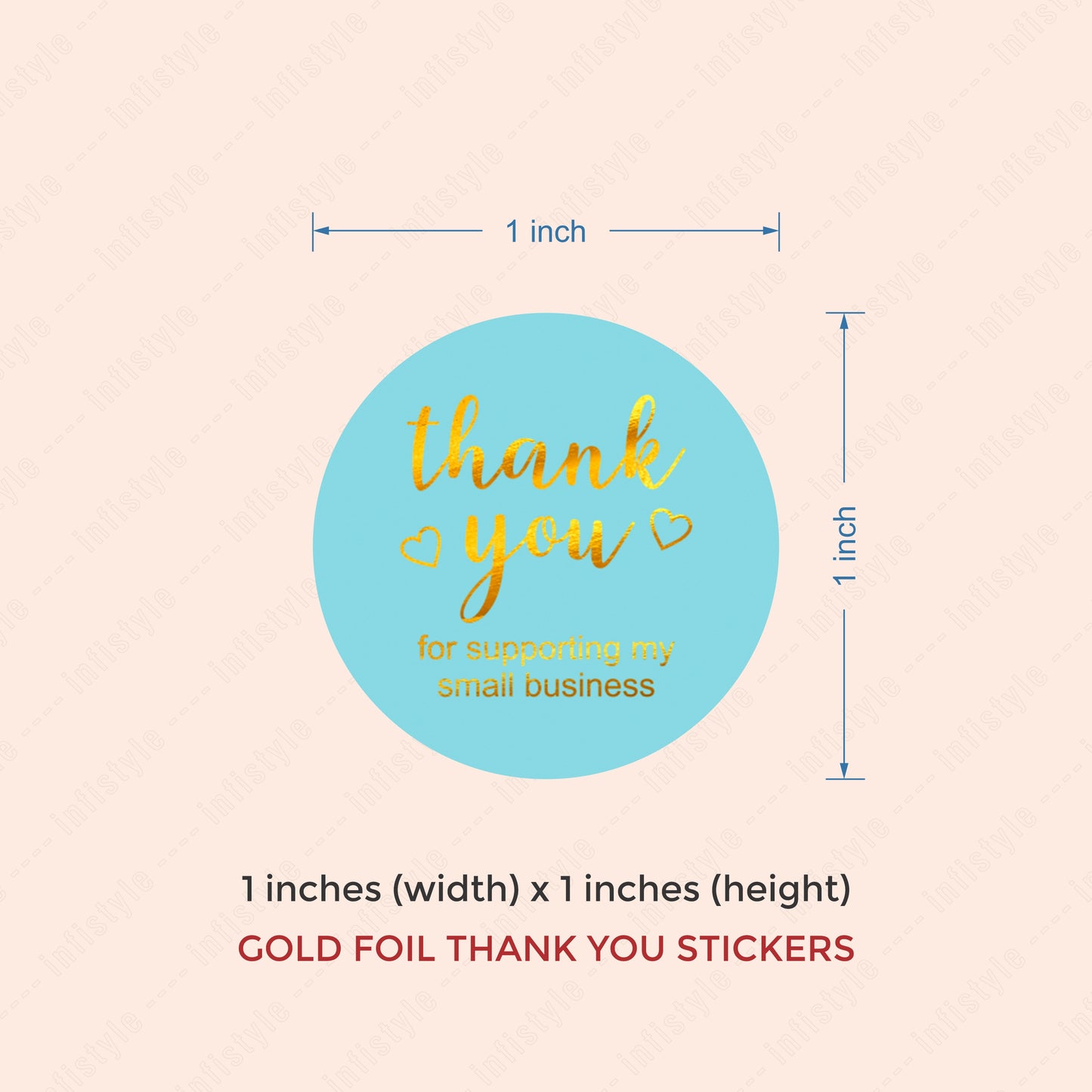 Gold Foil 1x1 inch Thank You Stickers