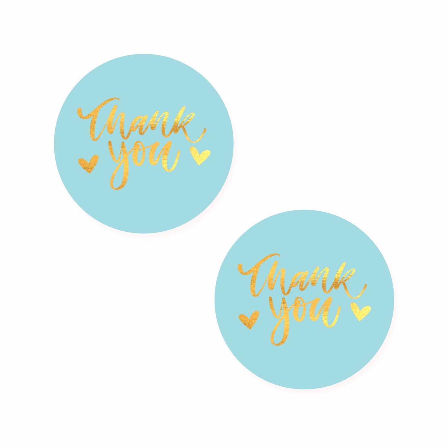 Blue Gold Foil Thank You Stickers