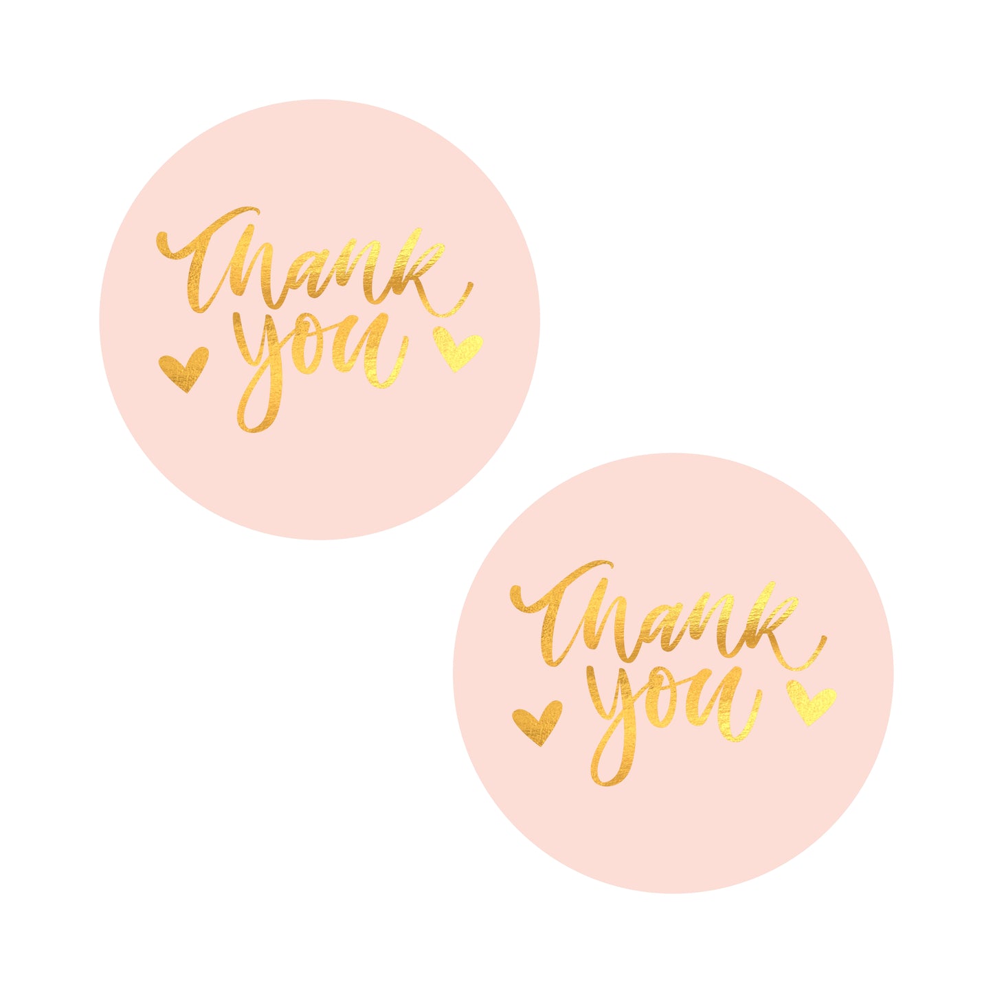 Gold Foil Pink Thank You Stickers