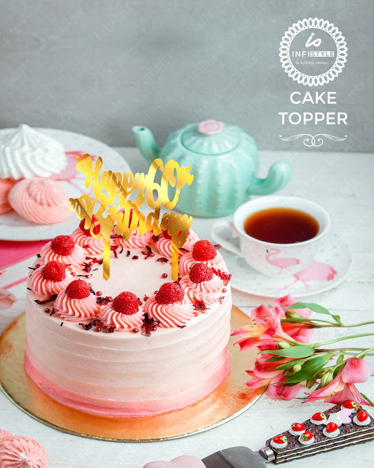 Golden 60th Birthday Acrylic Cake Topper