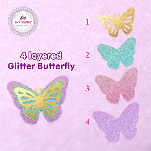 Infistyle Butterfly Cake Toppers Happy Birthday Cake Toppers Butterfly Multicolor Butterfly Topper 25 QTY