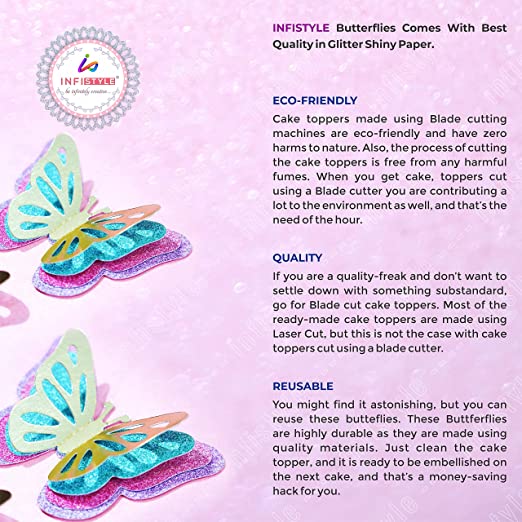 Infistyle Butterfly Cake Toppers Happy Birthday Cake Toppers Butterfly Multicolor Butterfly Topper 25 QTY