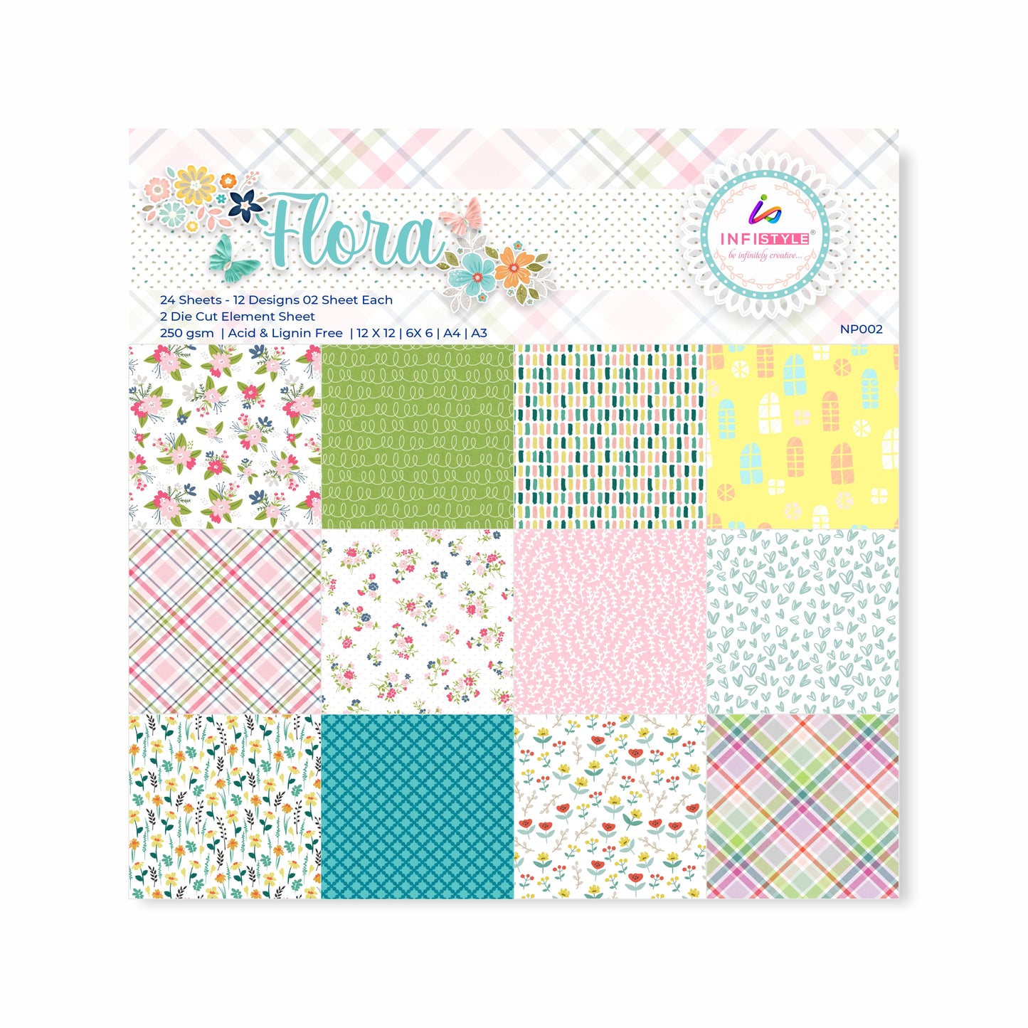 Floral Craft Paper 250 GSM 24 Sheets