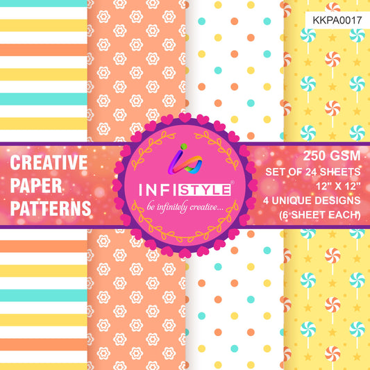Scrapbook Craft Paper Pack of 24 Sheets