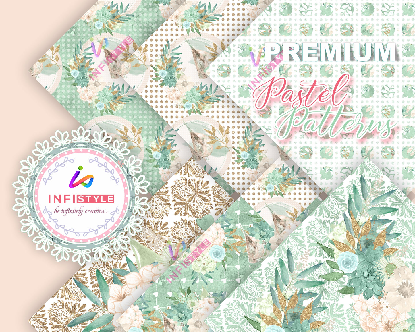 Pastel Paper Pattern Pack of 24 Sheet