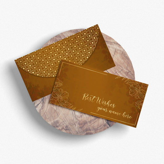 Brown Golden Floral Shagun Envelope